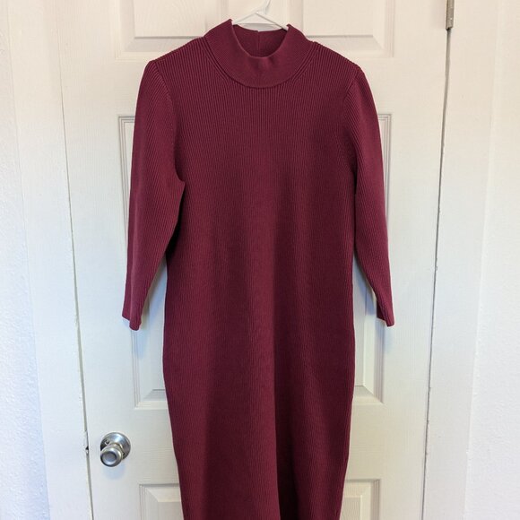 Hatch Skylar Rib Knit Dress Pink Maternity Size 4 Small Med Mock Neck 3/4 Sleeve - Picture 1 of 10